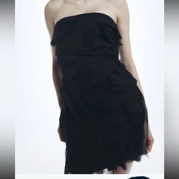 ZARA - Tulle Black Mini Dress - Picture 7 of 7